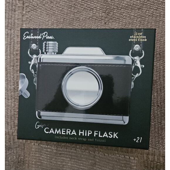 Eastwood Pines Golfer's Camera Hip Flask Neck Strap Funnel 11oz Stainless Steelt - Picture 4 of 4